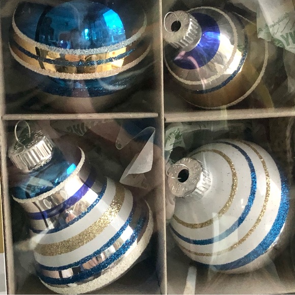 NIB Christopher Radko Shiny Brite Blue Silver Gold Ornaments - Picture 2 of 6